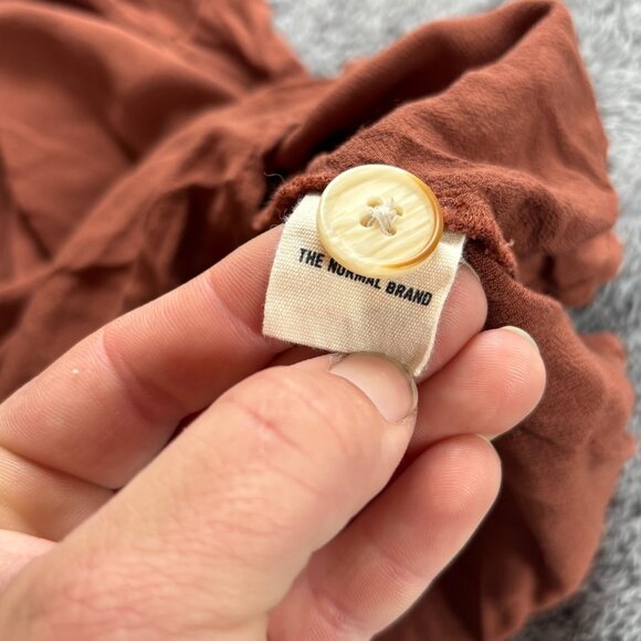 The Normal Brand Dress Size XS Clay Brown Deep V Button Midi Minimalist 18687 - Picture 6 of 10